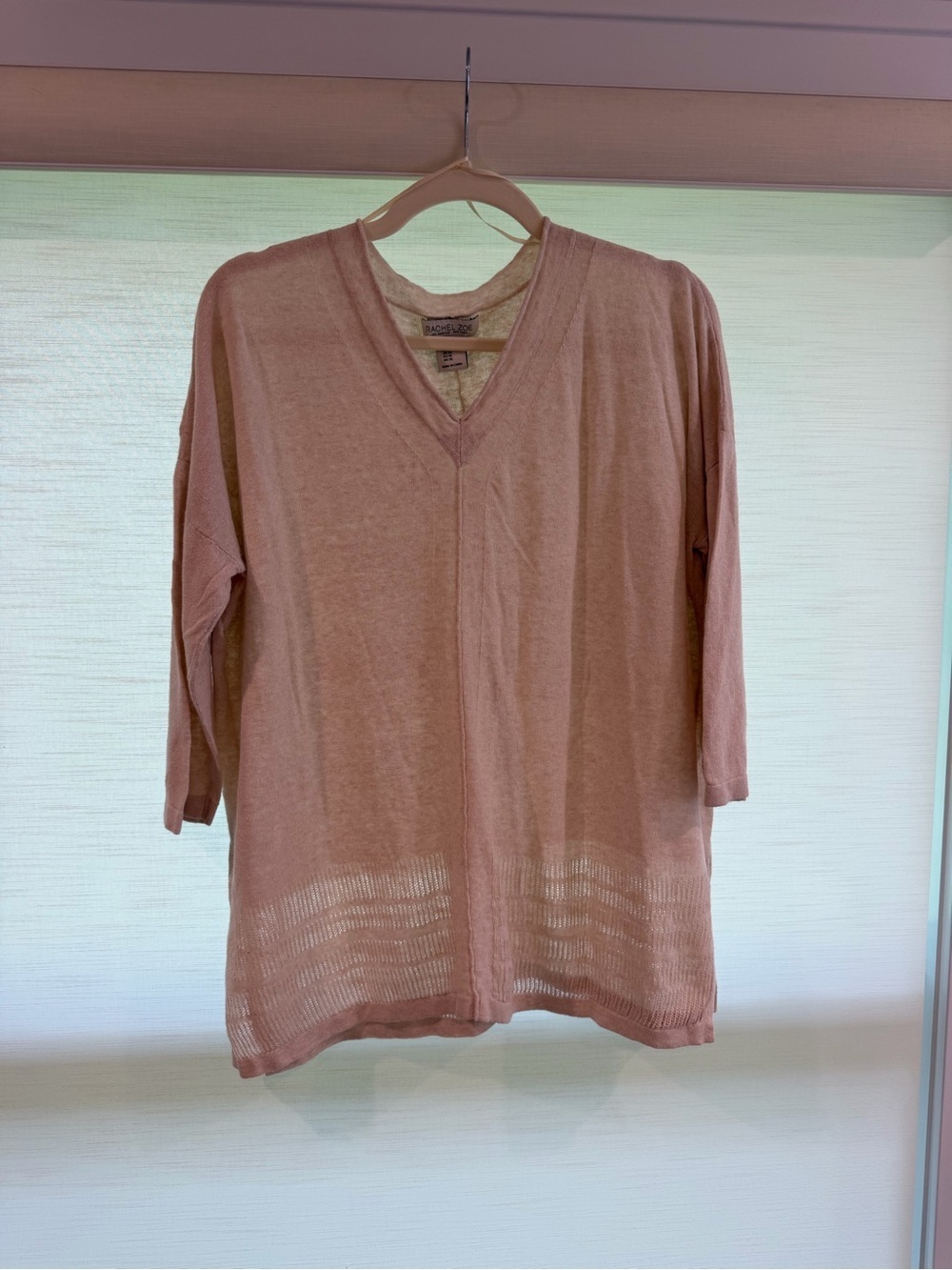 Rachel Zoe Cream V-Neck Knit Pullover size XL
